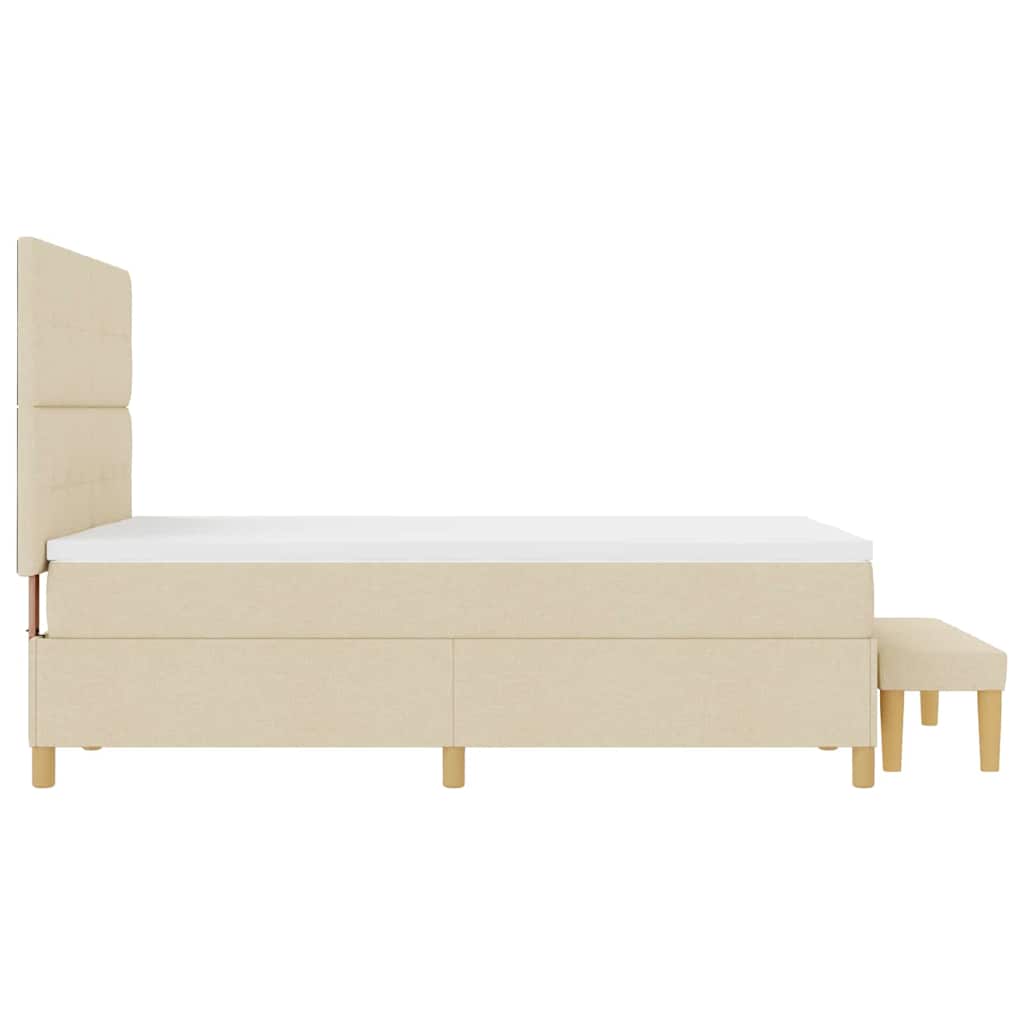 Box spring seng med hovedgærde Creme 140 x 190 cm Stof