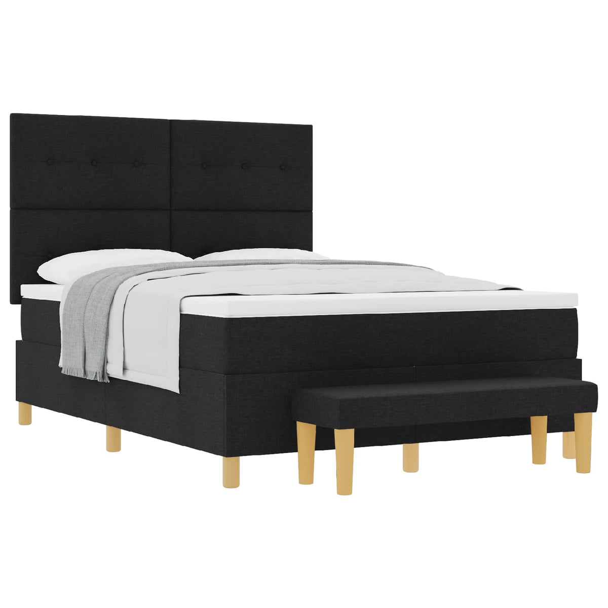 Box spring seng med hovedgærde Sort 200 x 140 cm Stof