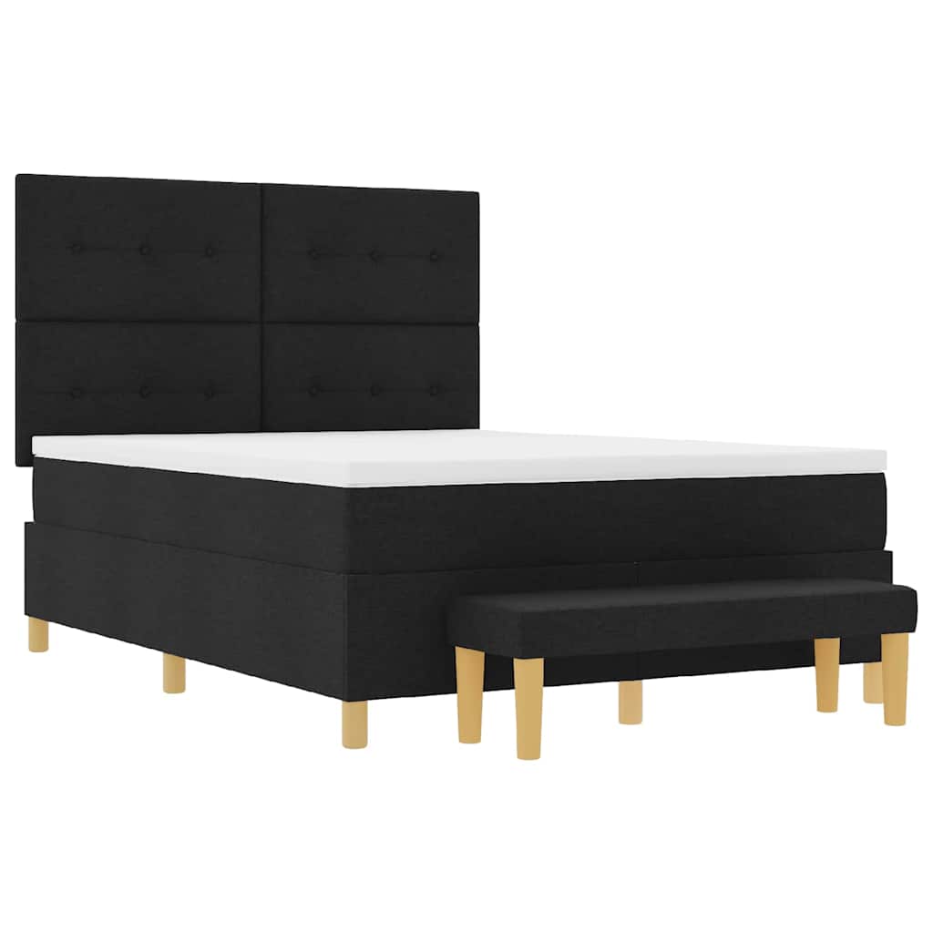 Box spring seng med hovedgærde Sort 200 x 140 cm Stof