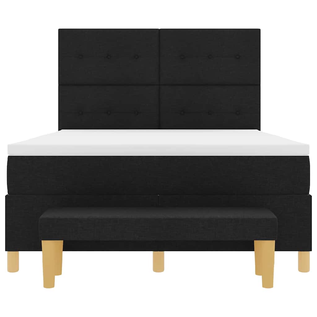 Box spring seng med hovedgærde Sort 200 x 140 cm Stof