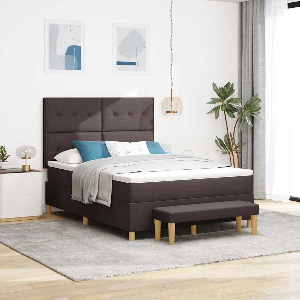 Box spring seng med hovedgærde Mørk Brun 200 x 160 cm Stof