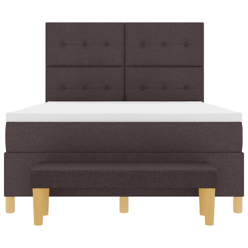 Box spring seng med hovedgærde Mørk Brun 200 x 160 cm Stof