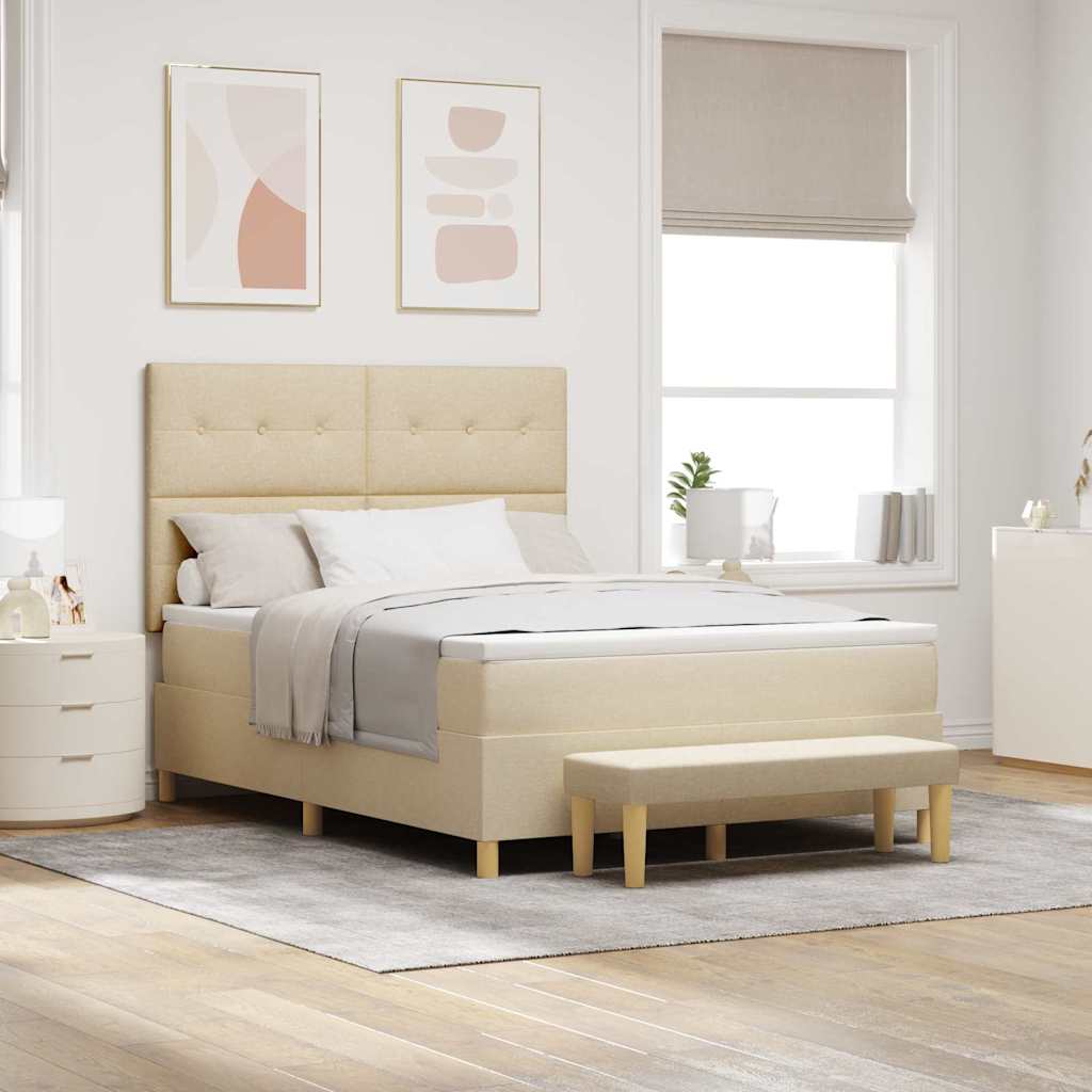 Box spring seng med hovedgærde Creme 200 x 160 cm Stof