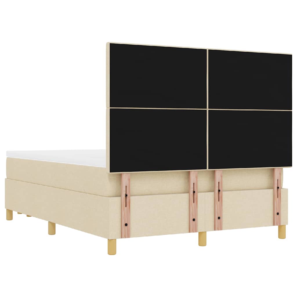 Box spring seng med hovedgærde Creme 200 x 160 cm Stof