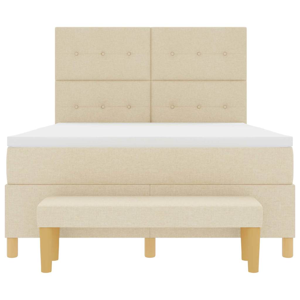 Box spring seng med hovedgærde Creme 200 x 160 cm Stof