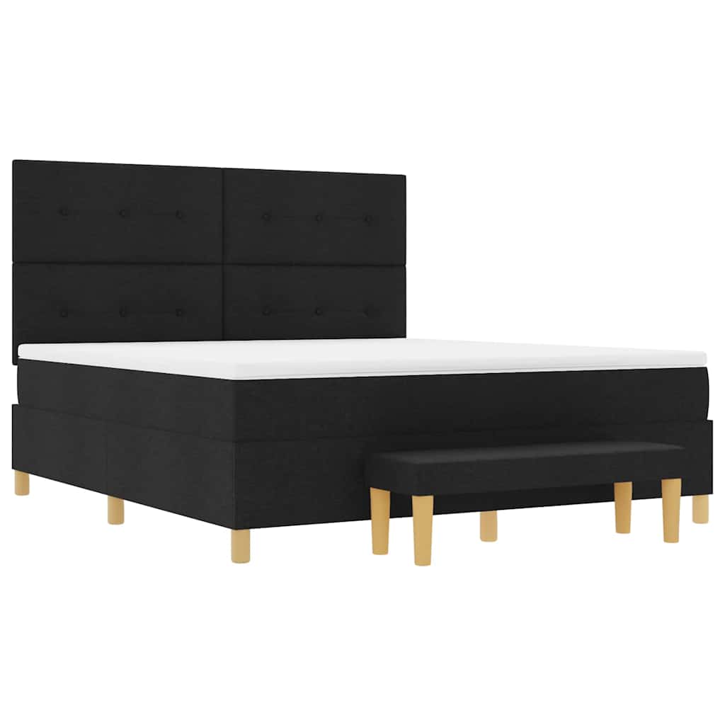 Box spring seng med hovedgærde Sort 200 x 180 cm Stof