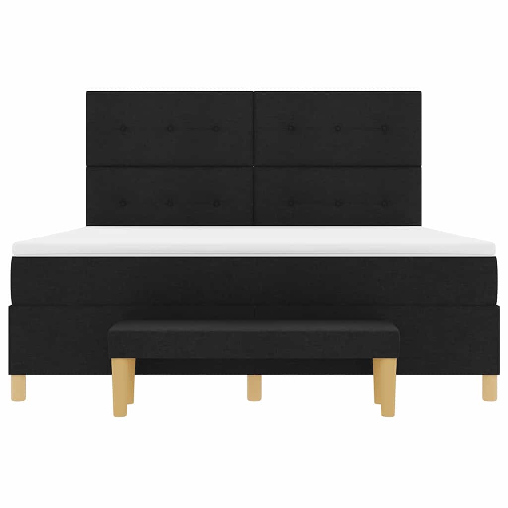 Box spring seng med hovedgærde Sort 200 x 180 cm Stof