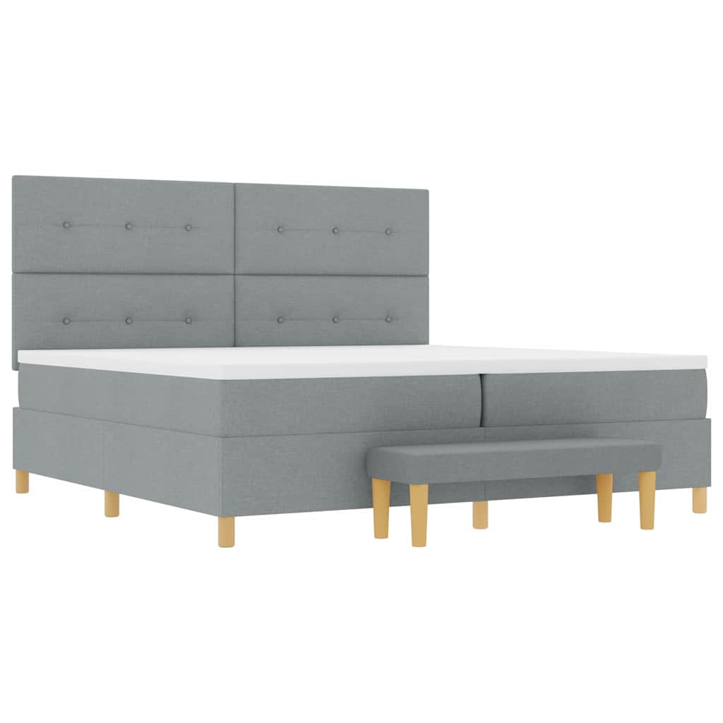 Box spring seng med hovedgærde Lysegrå 200 x 200 cm Stof