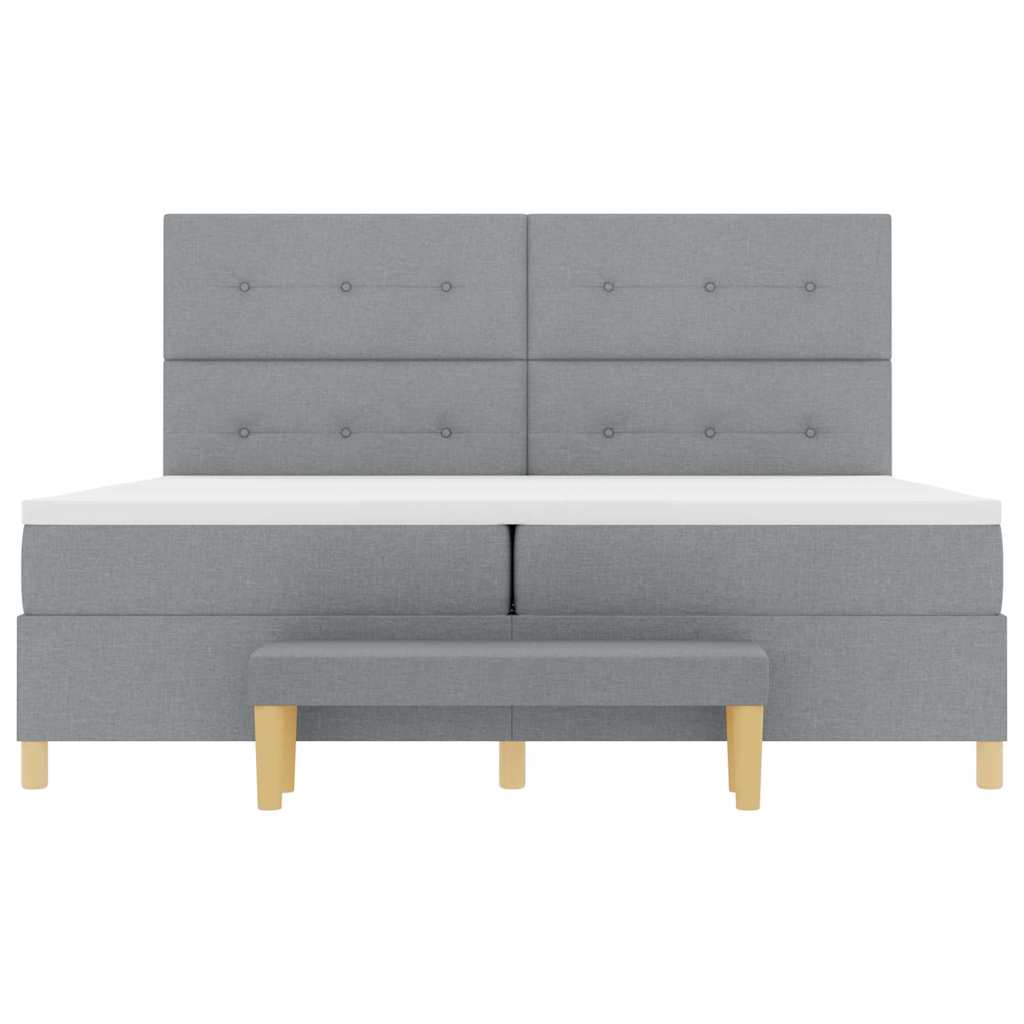 Box spring seng med hovedgærde Lysegrå 200 x 200 cm Stof
