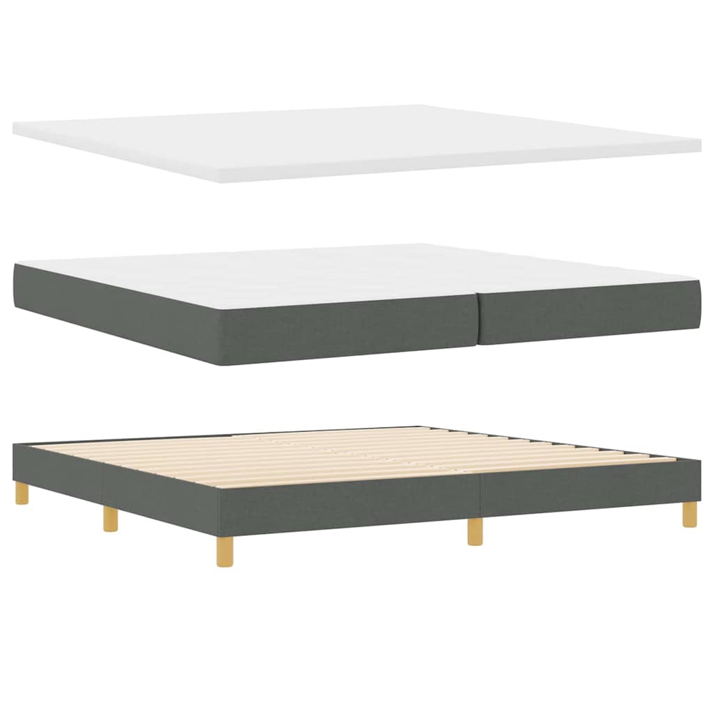 Box spring seng med hovedgærde Mørkegrå 200 x 200 cm Stof