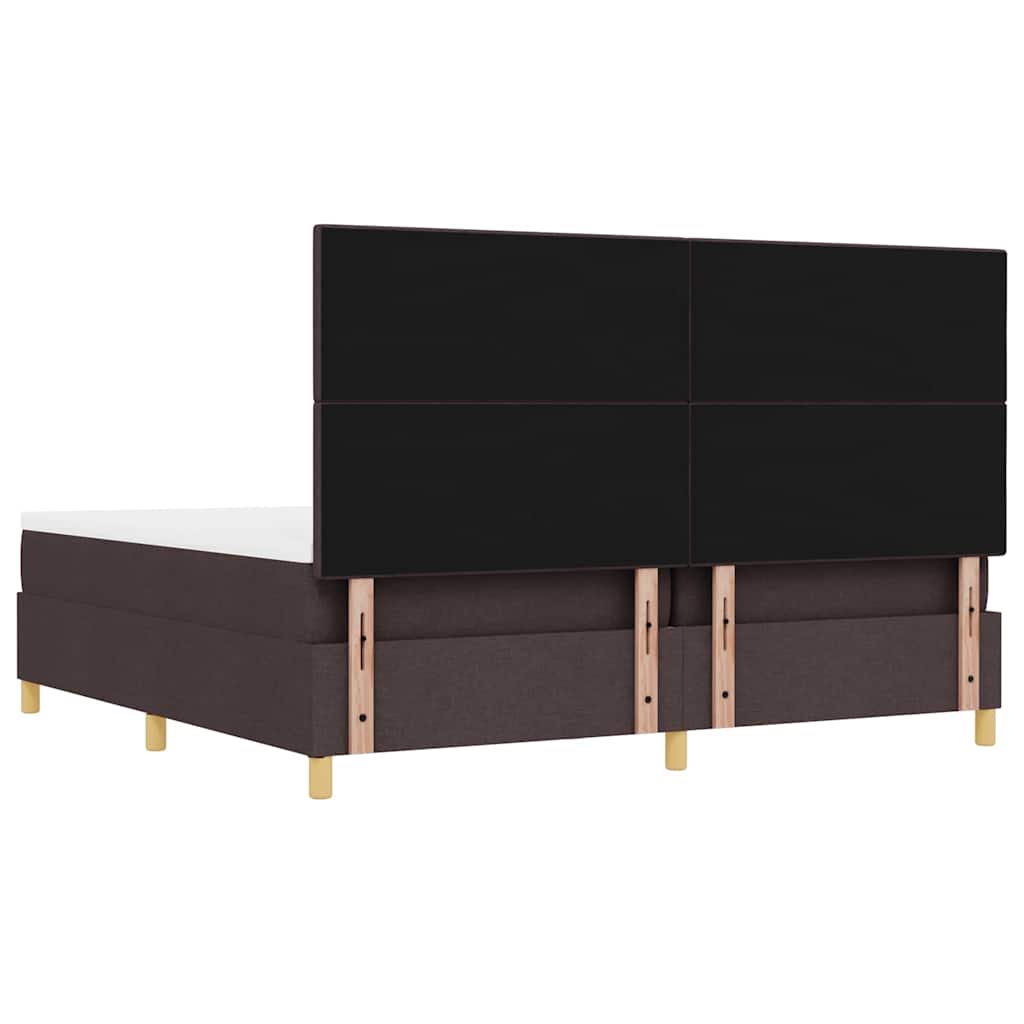 Box spring seng med hovedgærde Mørkebrun 200 x 200 cm Stof