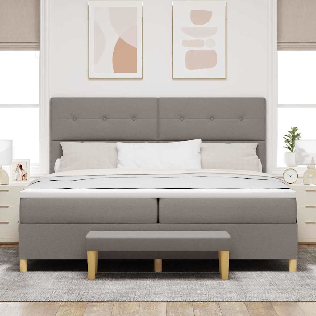 Box spring seng med hovedgærde Gråbrun 200 x 200 cm Stof