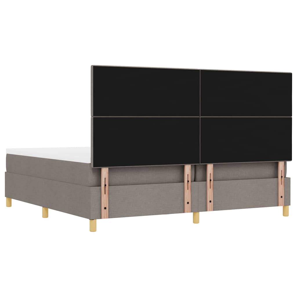 Box spring seng med hovedgærde Gråbrun 200 x 200 cm Stof