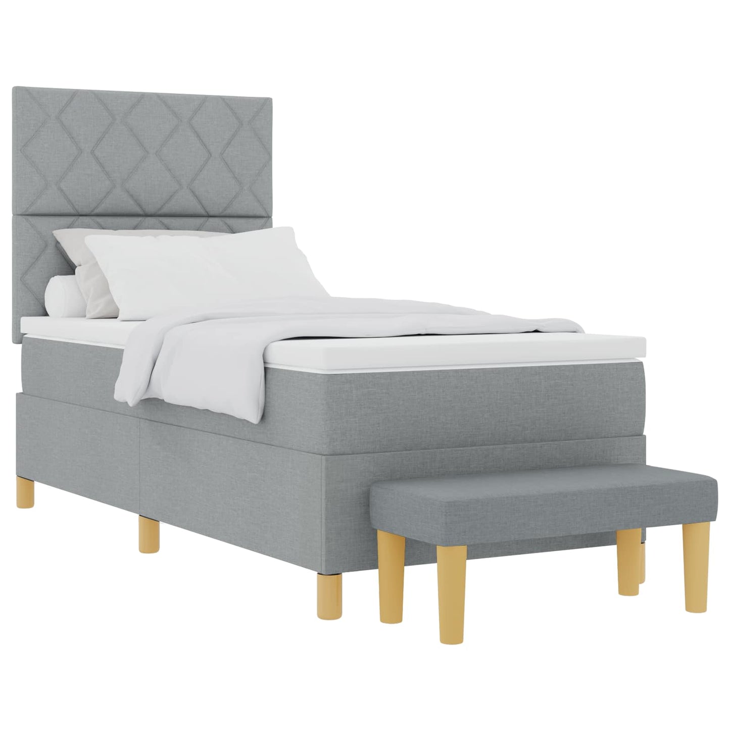 Box spring seng med pude Lysegrå 190 x 90 cm Stof