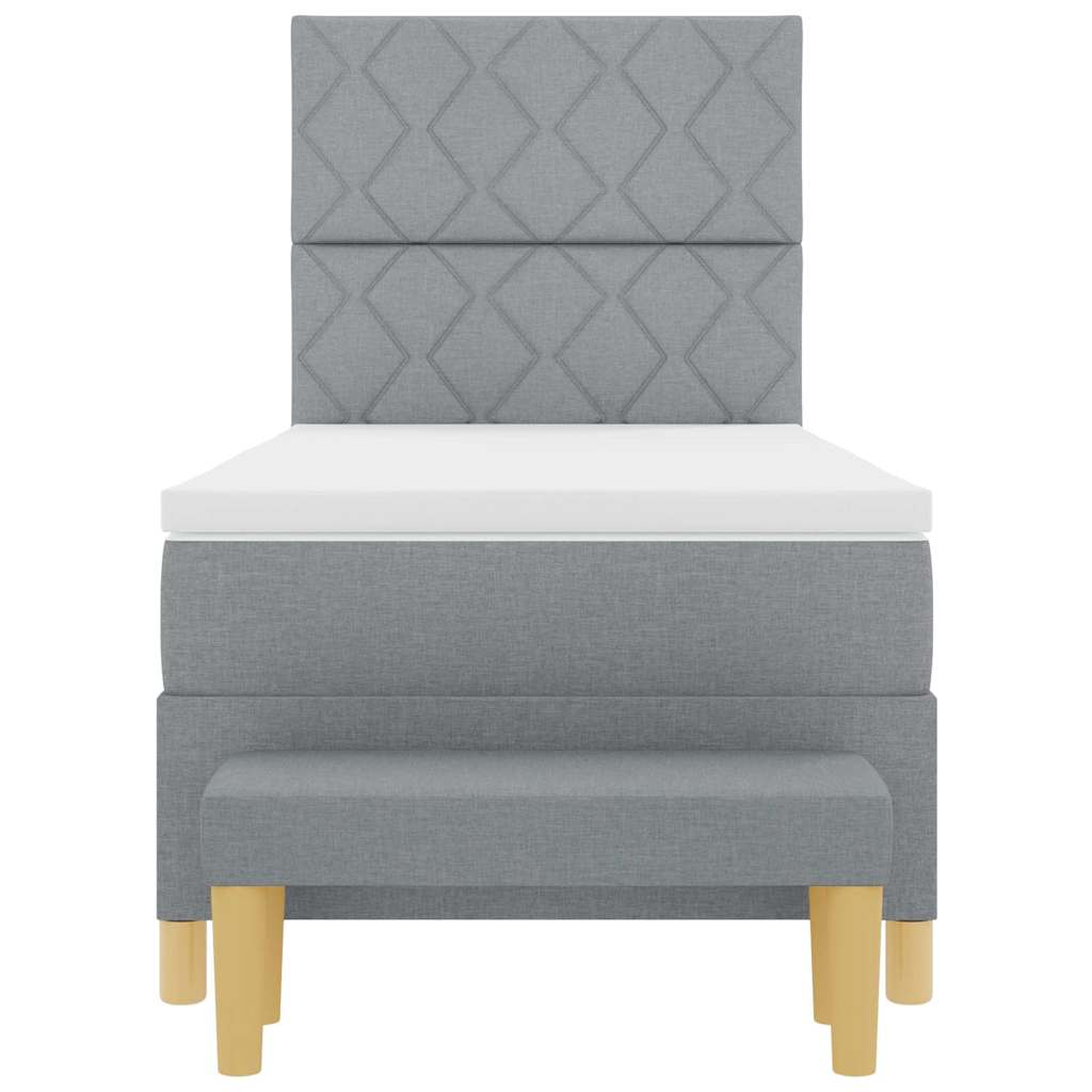 Box spring seng med pude Lysegrå 190 x 90 cm Stof