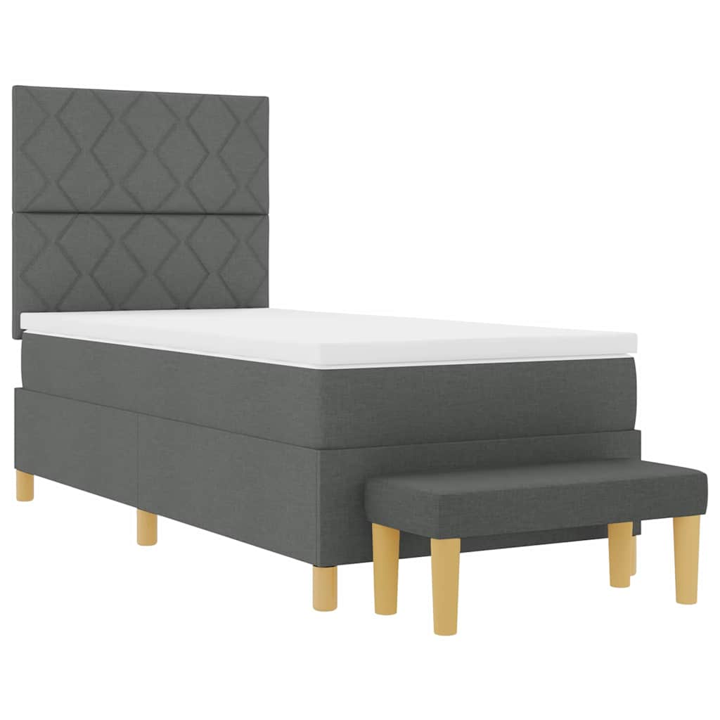 Box spring seng med pude Mørkegrå 190 x 90 cm Stof