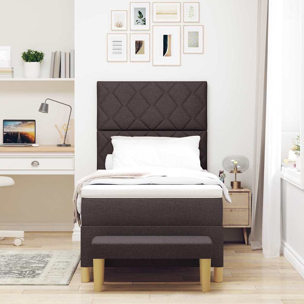 Box spring seng med hovedgærde Mørk Brun 190 x 90 cm Stof