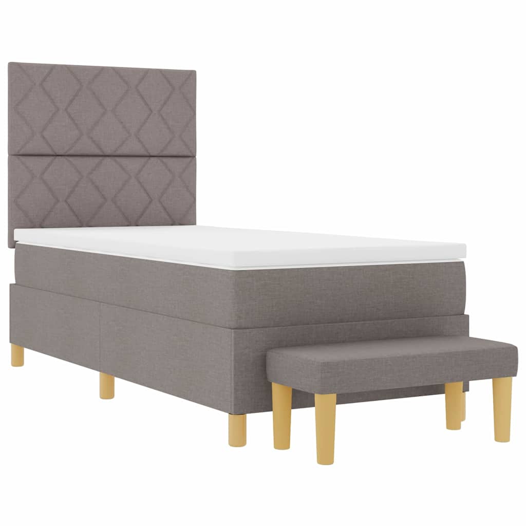 Box spring seng med pude Gråbrun 190 x 90 cm Stof