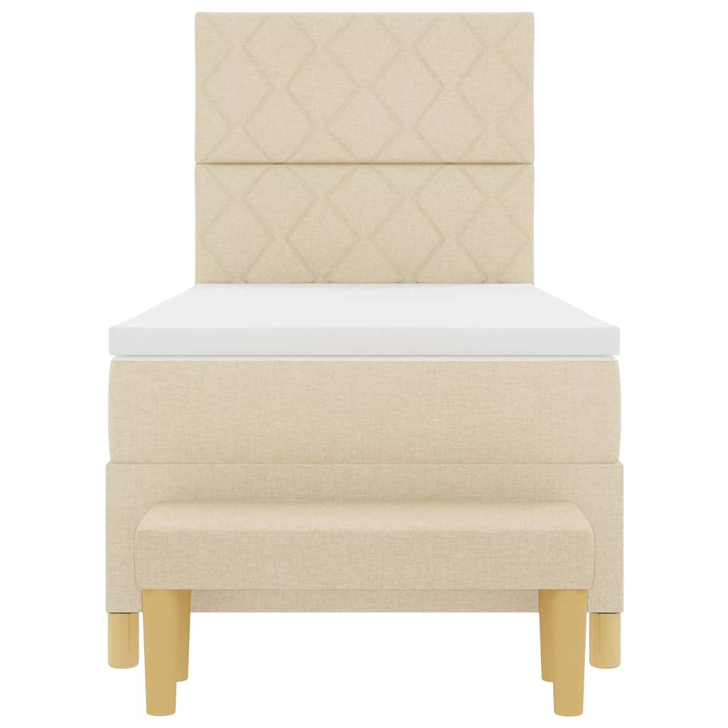 Box spring seng med pude med hovedgærde Creme 190 x 90 cm Stof