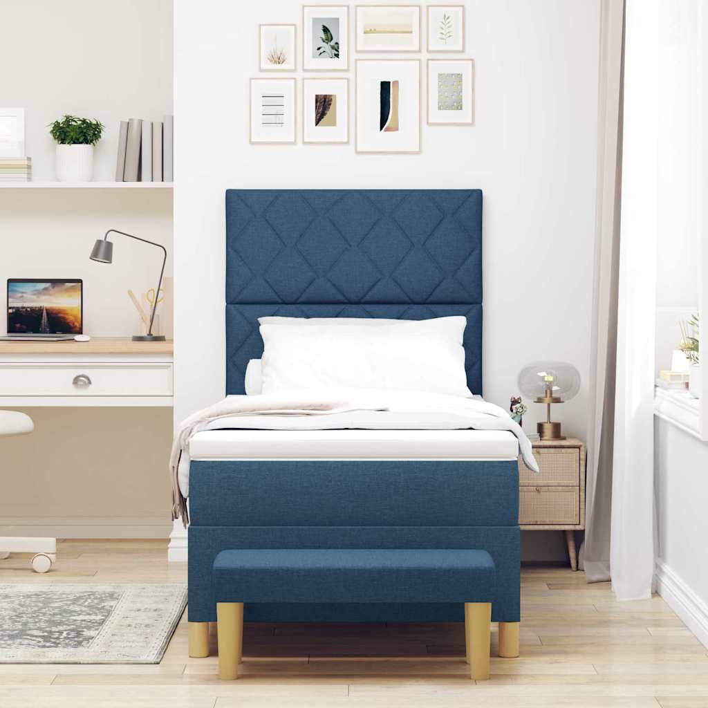 Box spring seng med hovedgærde Blå 190 x 90 cm Stof