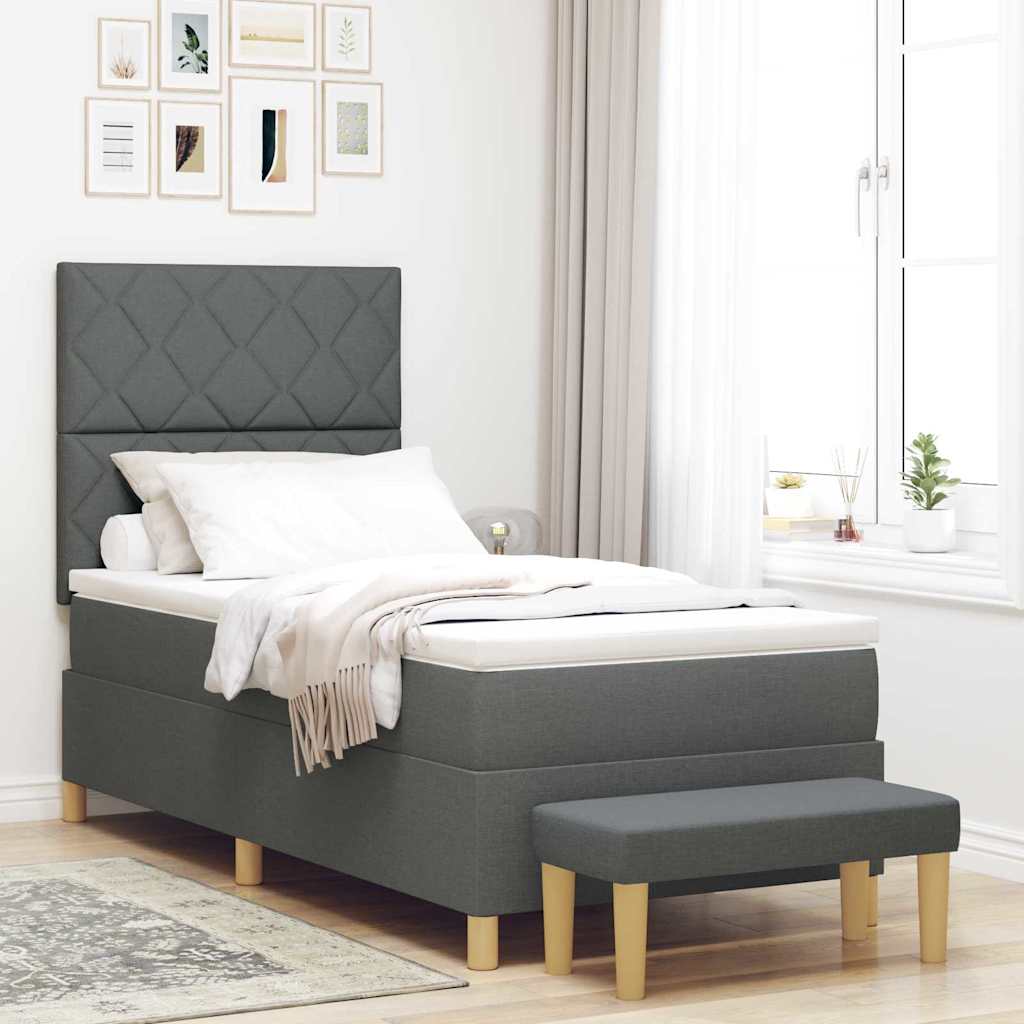 Box spring seng med pude Mørkegrå 200 x 100 cm Stof