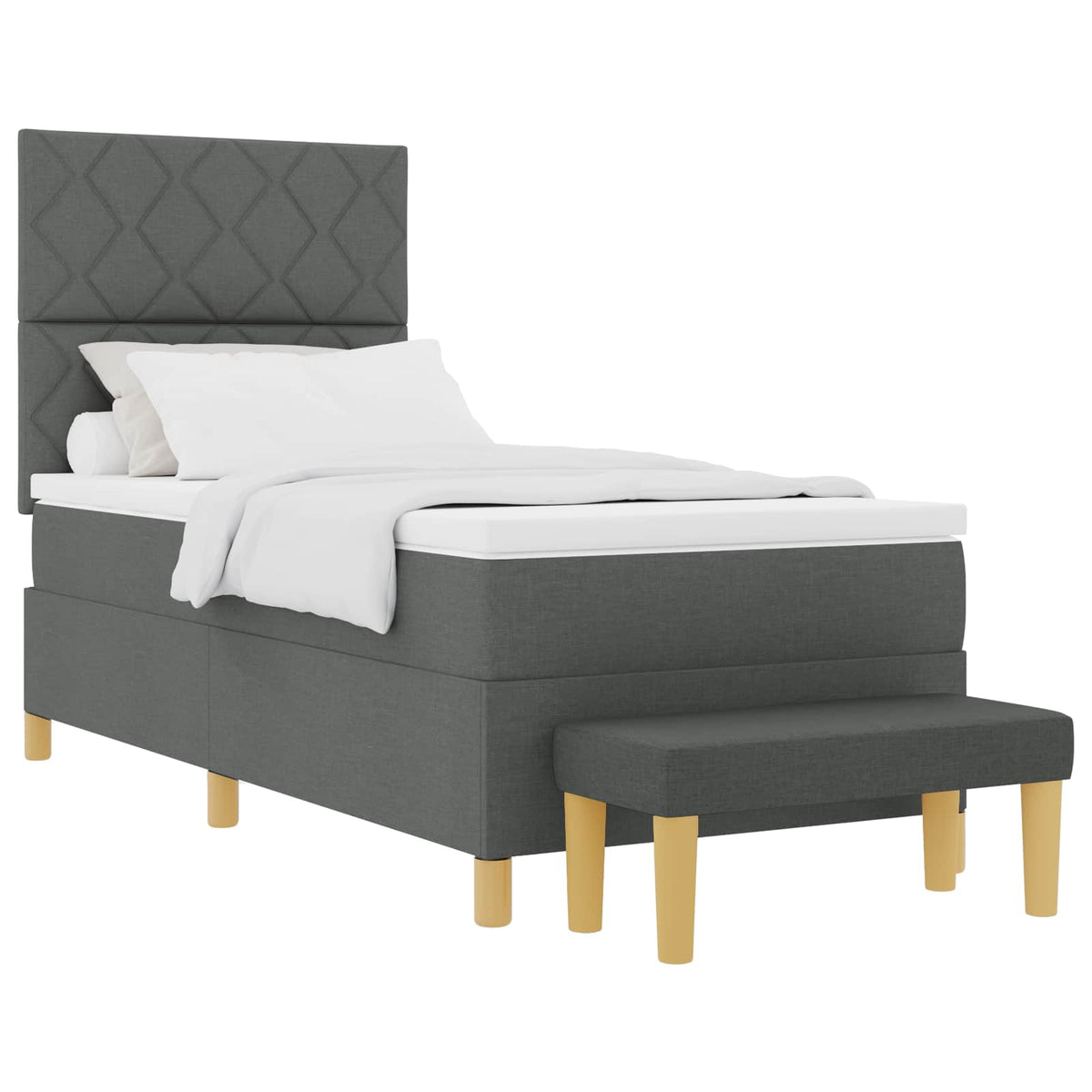 Box spring seng med pude Mørkegrå 200 x 100 cm Stof