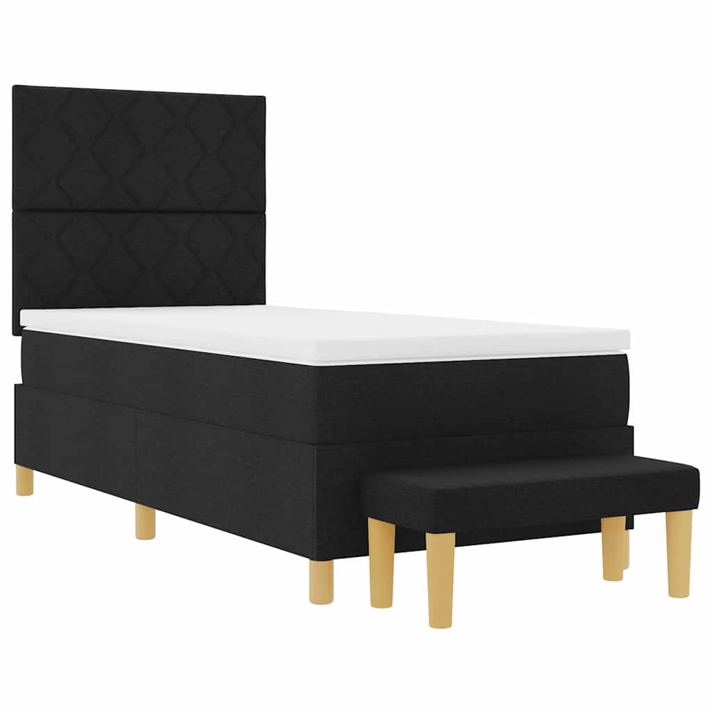 Box spring seng med pude med hovedgærde Sort 200 x 100 cm Stof