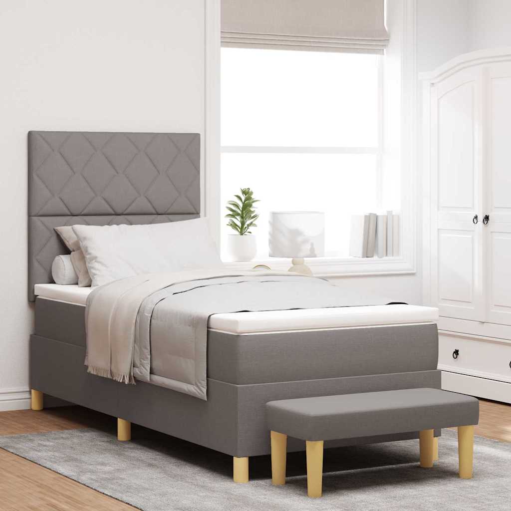Box spring seng med hovedgærde Gråbrun 100 x 200 cm Stof
