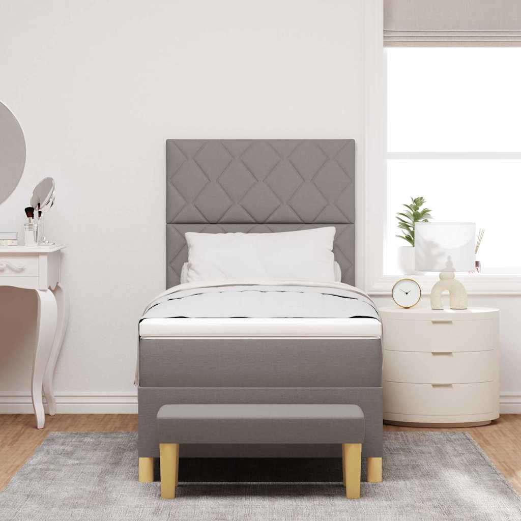 Box spring seng med hovedgærde Gråbrun 100 x 200 cm Stof