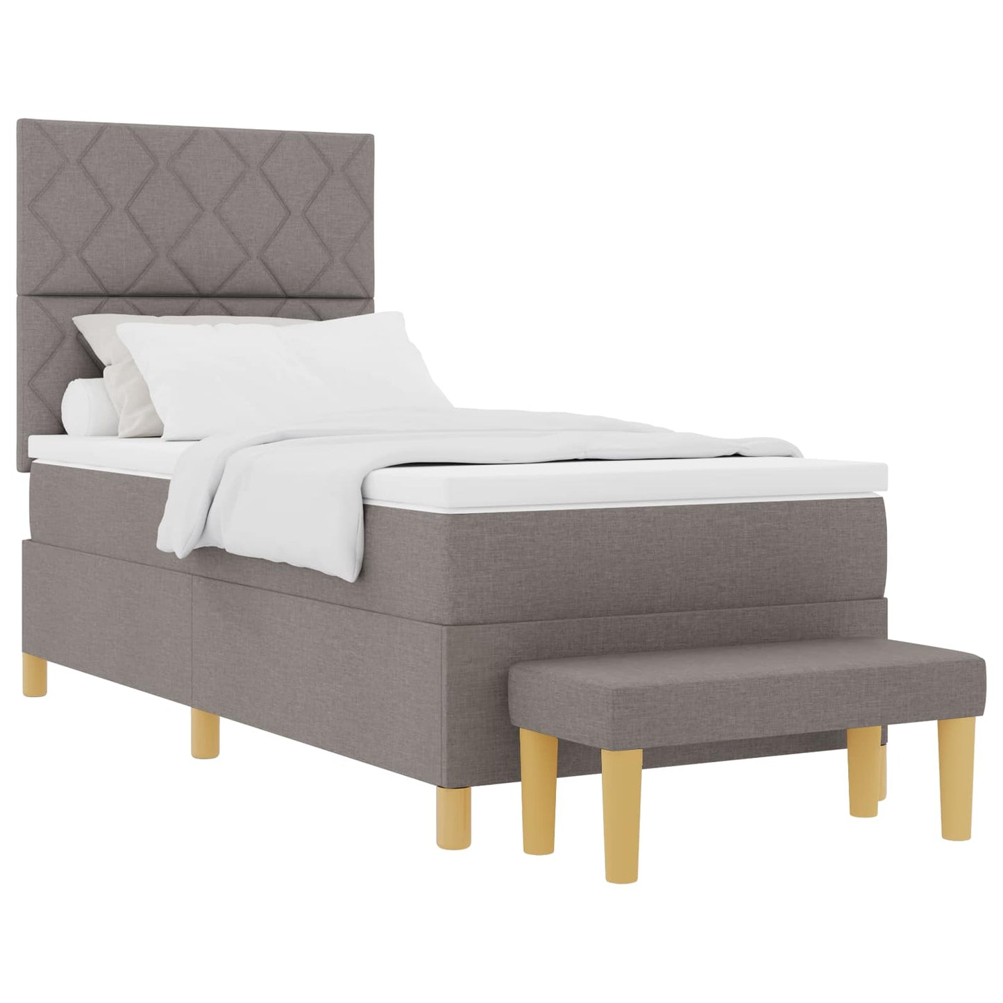 Box spring seng med hovedgærde Gråbrun 100 x 200 cm Stof
