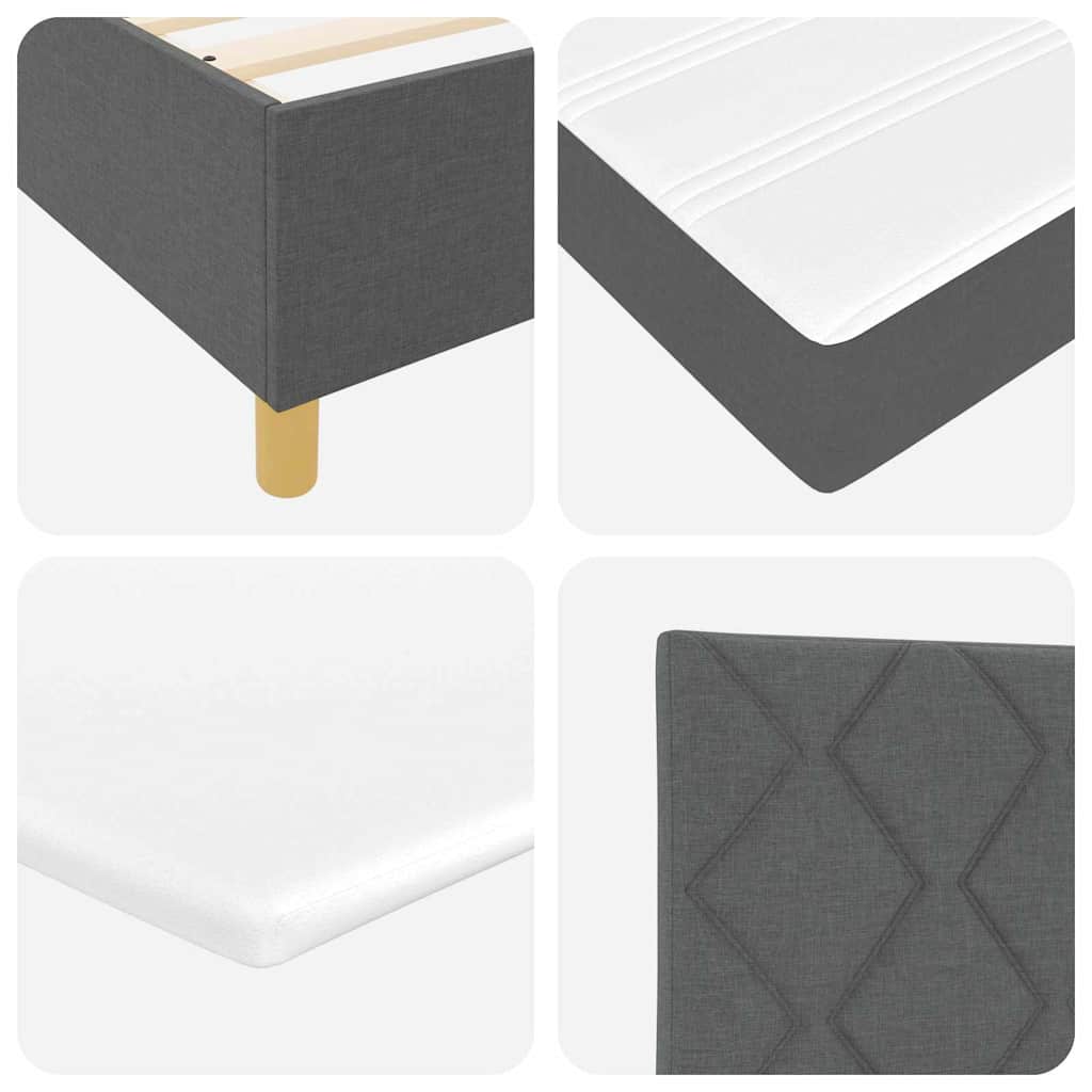 Box spring seng med hovedgærde Mørkegrå 190 x 120 cm Stof
