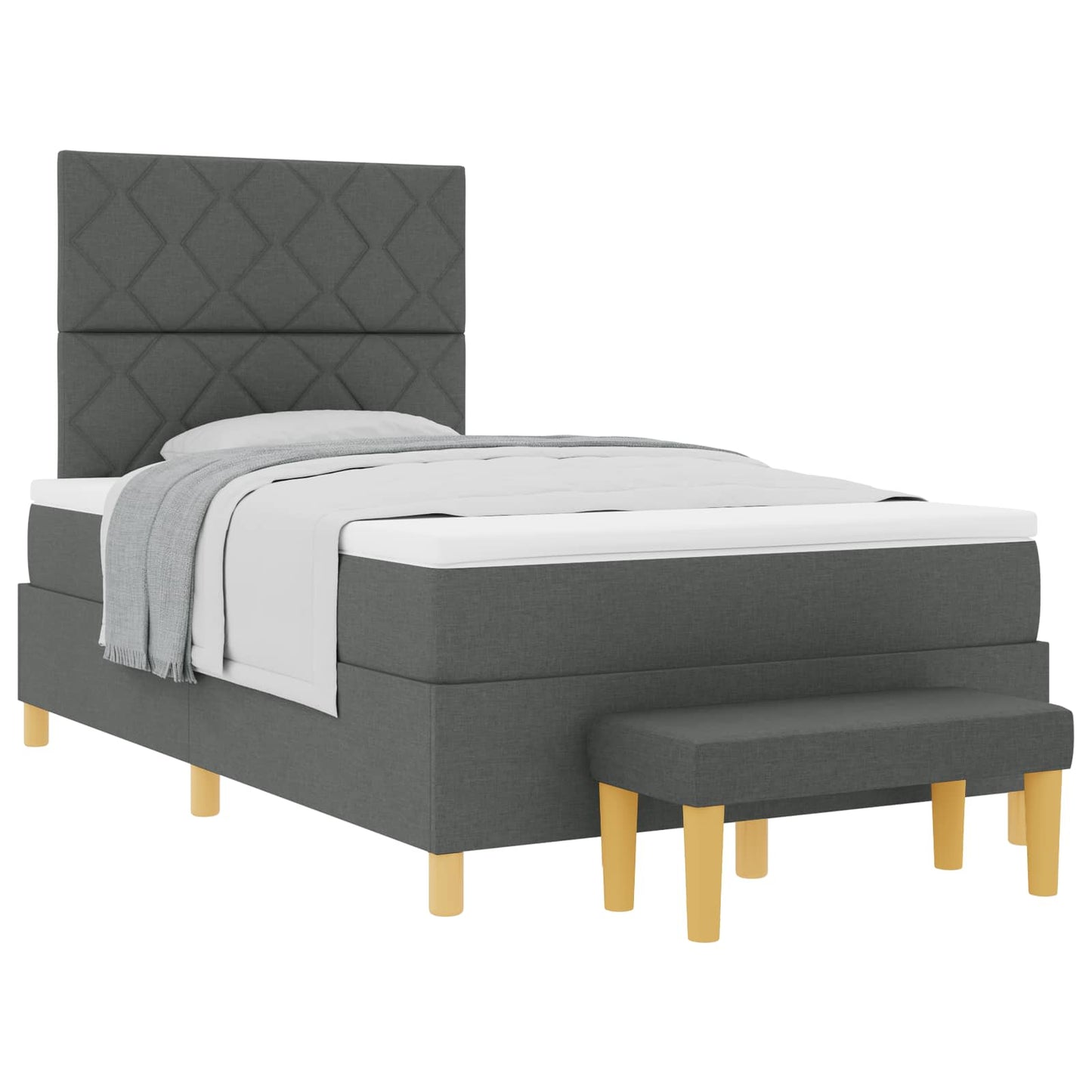 Box spring seng med hovedgærde Mørkegrå 190 x 120 cm Stof