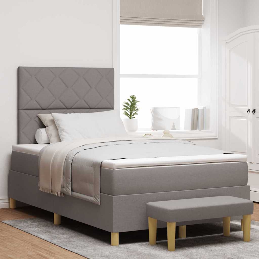 Box spring seng med hovedgærde Gråbrun 190 x 120 cm Stof