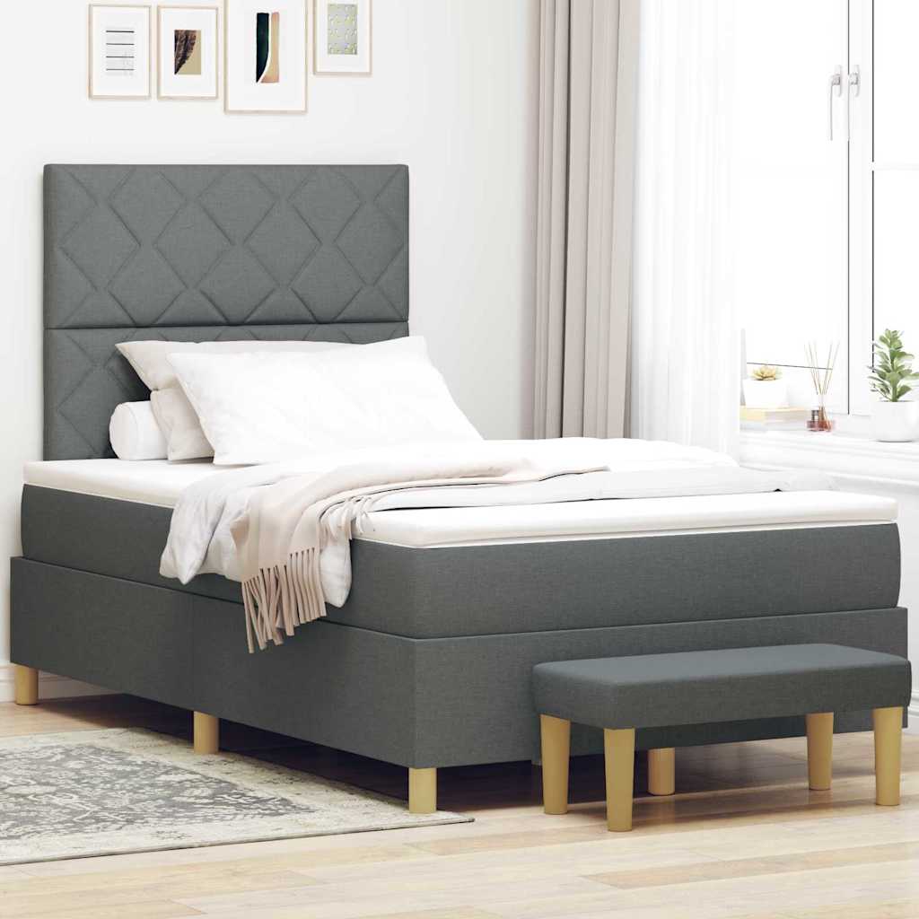 Box spring seng med pude Mørkegrå 200 x 120 cm Stof