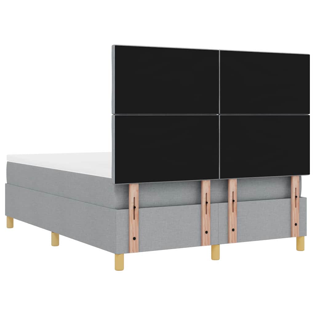 Box spring seng med hovedgærde Lysegrå 190 x 140 cm Stof