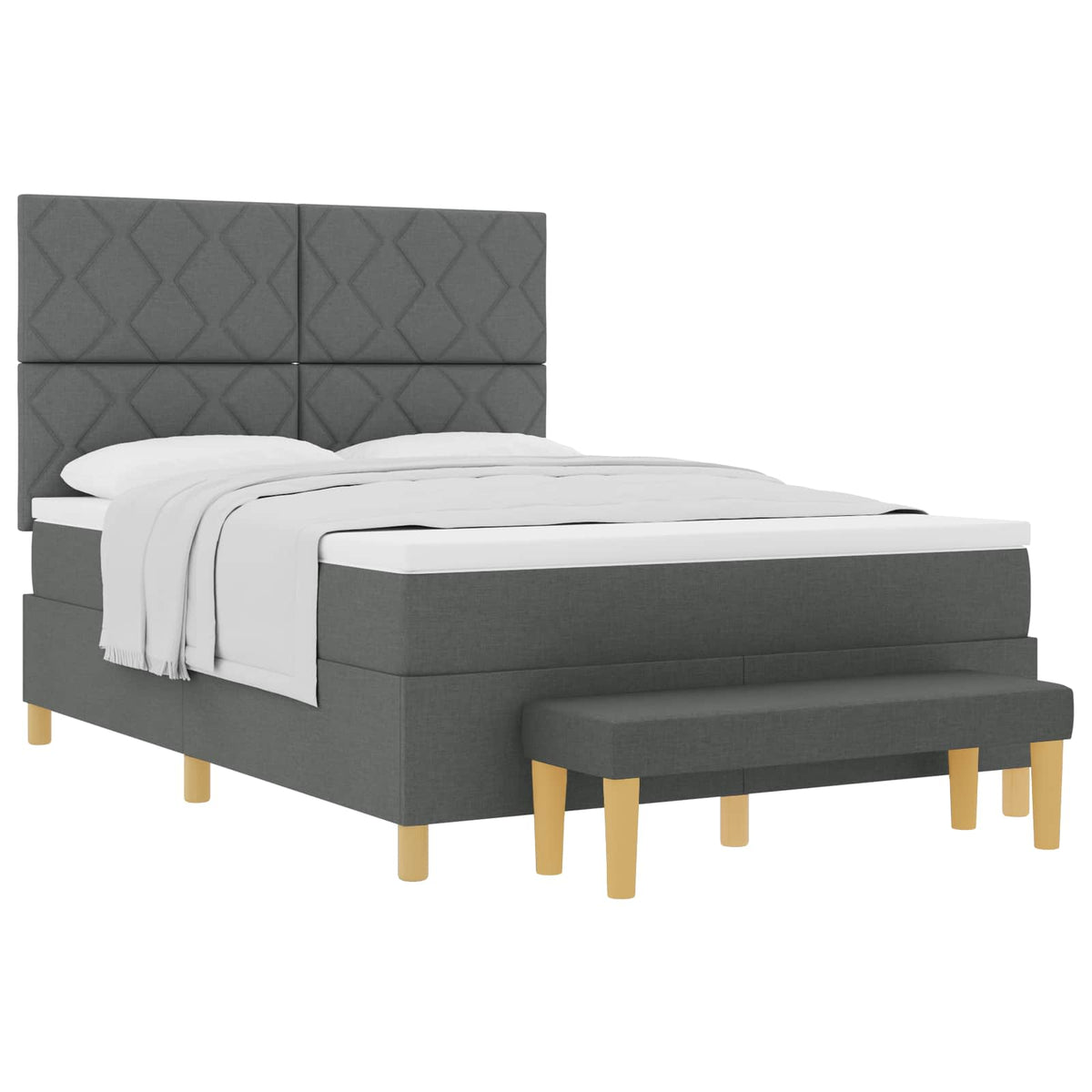 Box spring seng med hovedgærde Mørkegrå 190 x 140 cm Stof