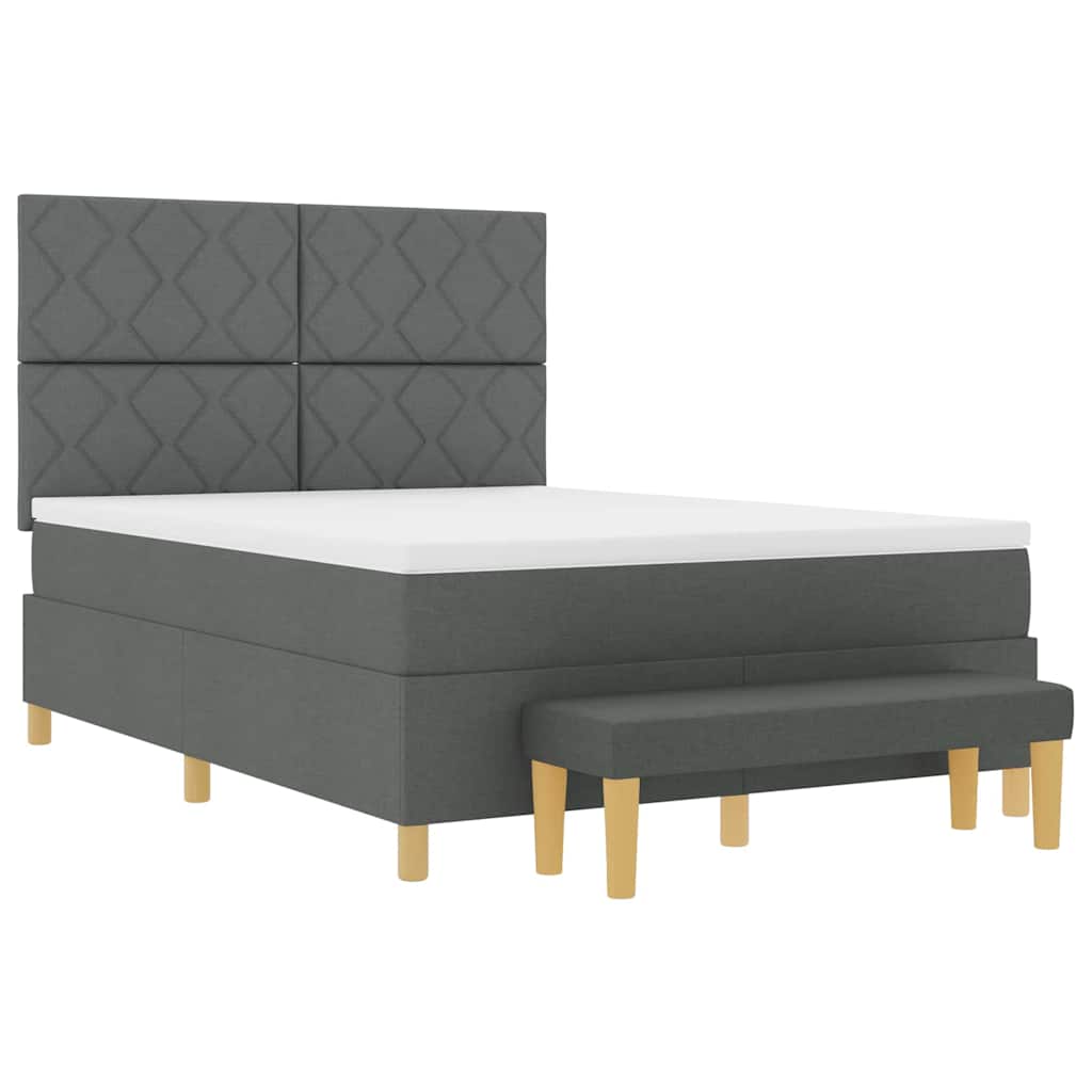 Box spring seng med hovedgærde Mørkegrå 190 x 140 cm Stof