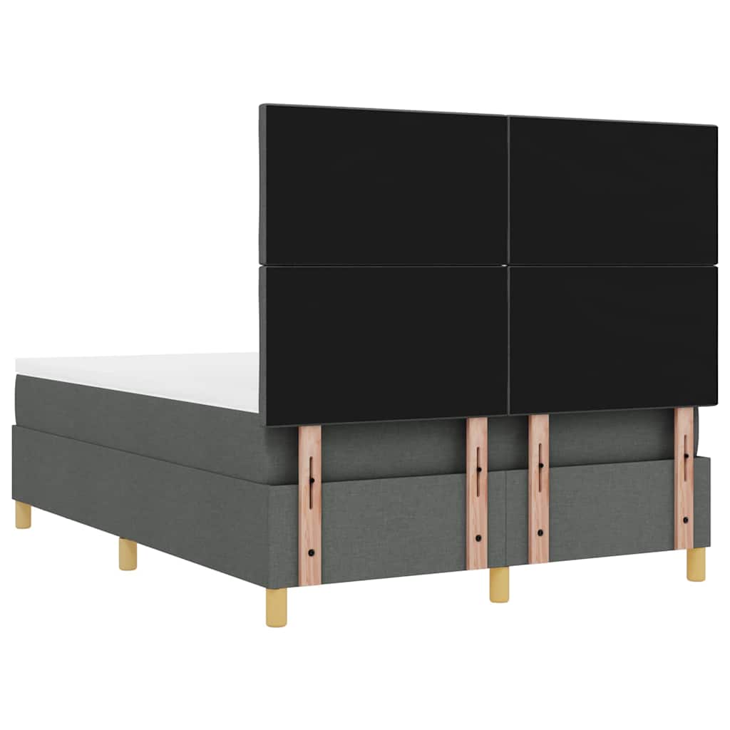 Box spring seng med hovedgærde Mørkegrå 190 x 140 cm Stof