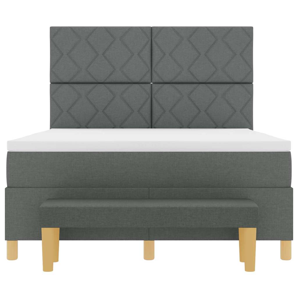 Box spring seng med hovedgærde Mørkegrå 190 x 140 cm Stof