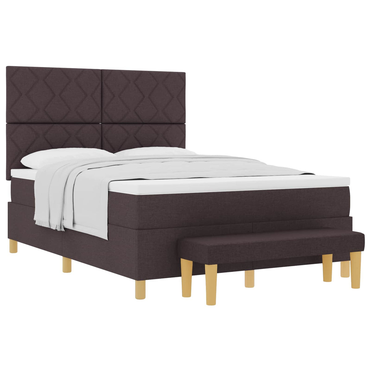 Box spring seng med hovedgærde Mørkebrun 190 x 140 cm Stof