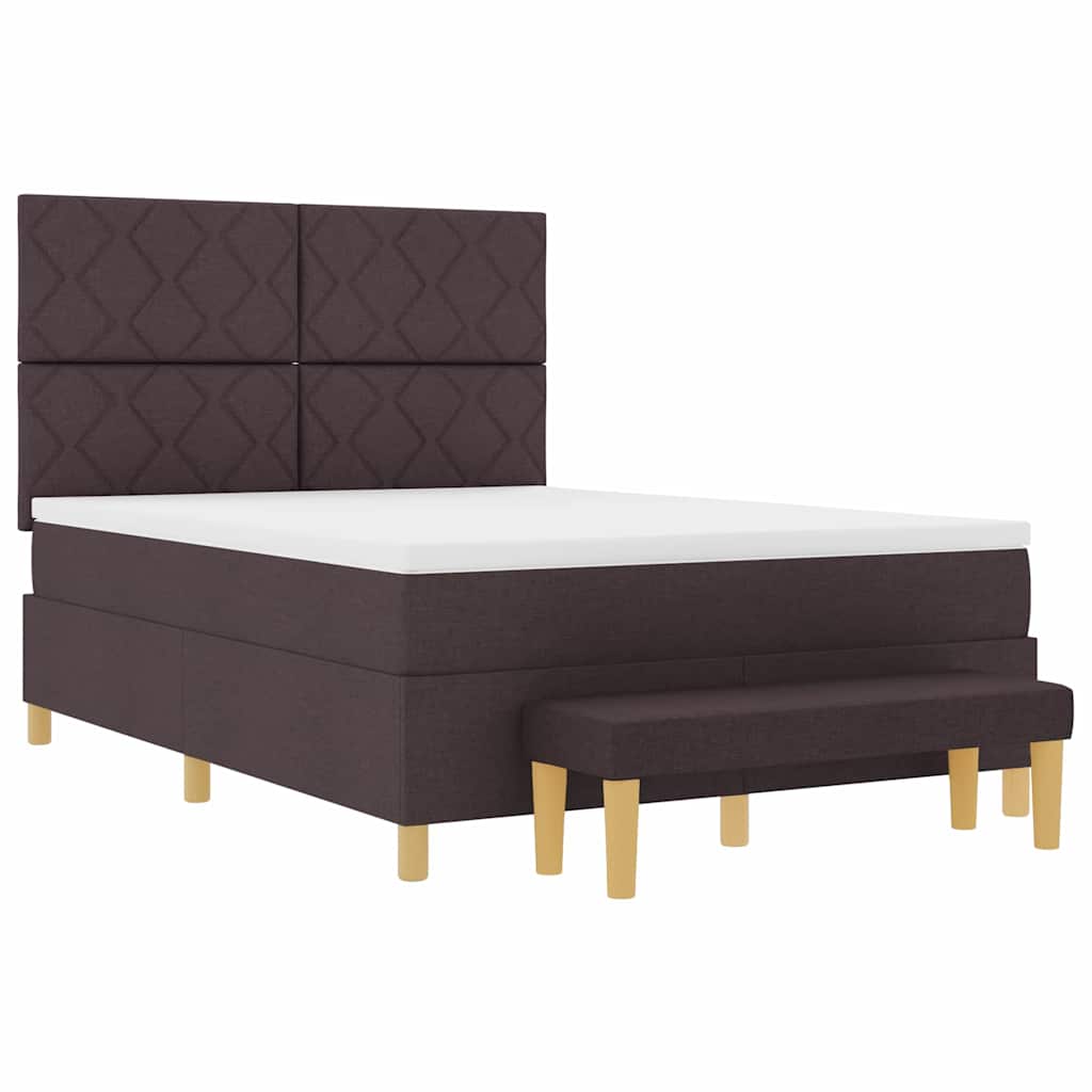 Box spring seng med hovedgærde Mørkebrun 190 x 140 cm Stof