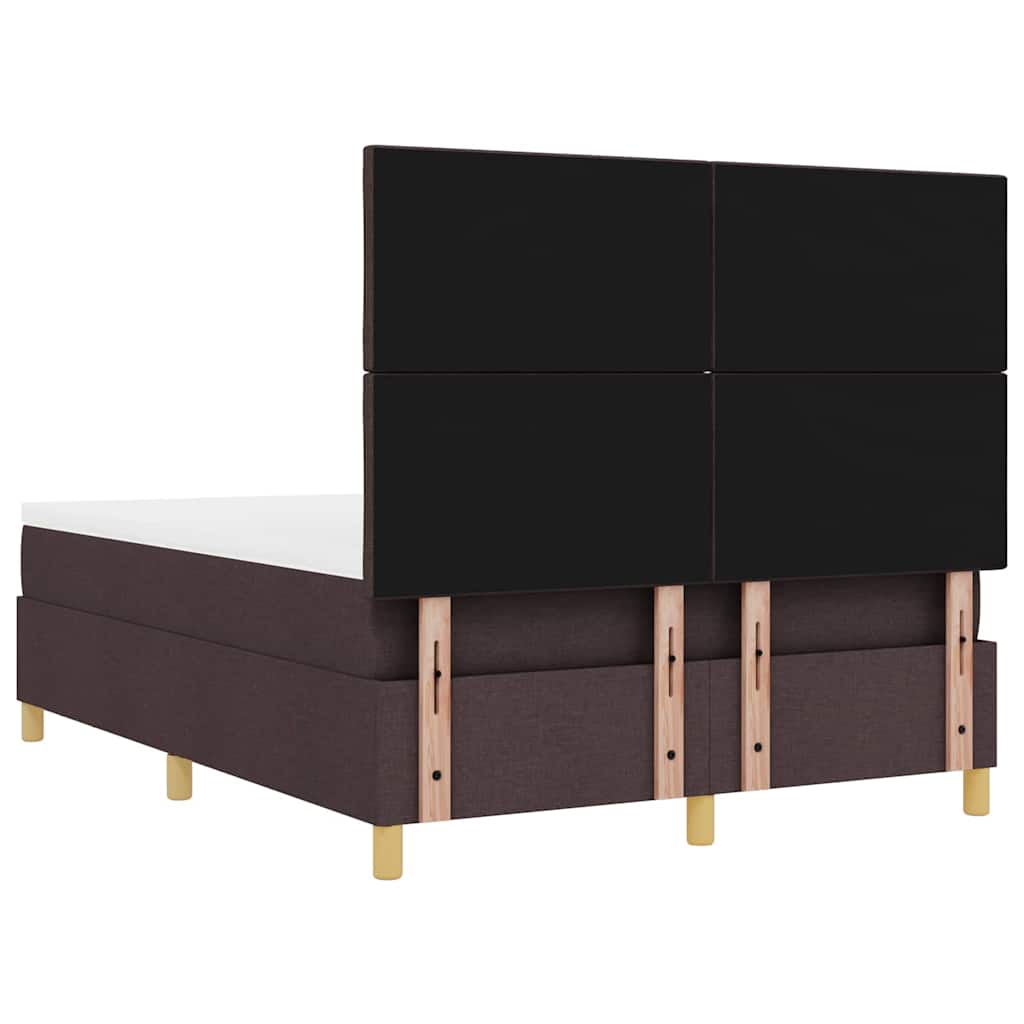 Box spring seng med hovedgærde Mørkebrun 190 x 140 cm Stof