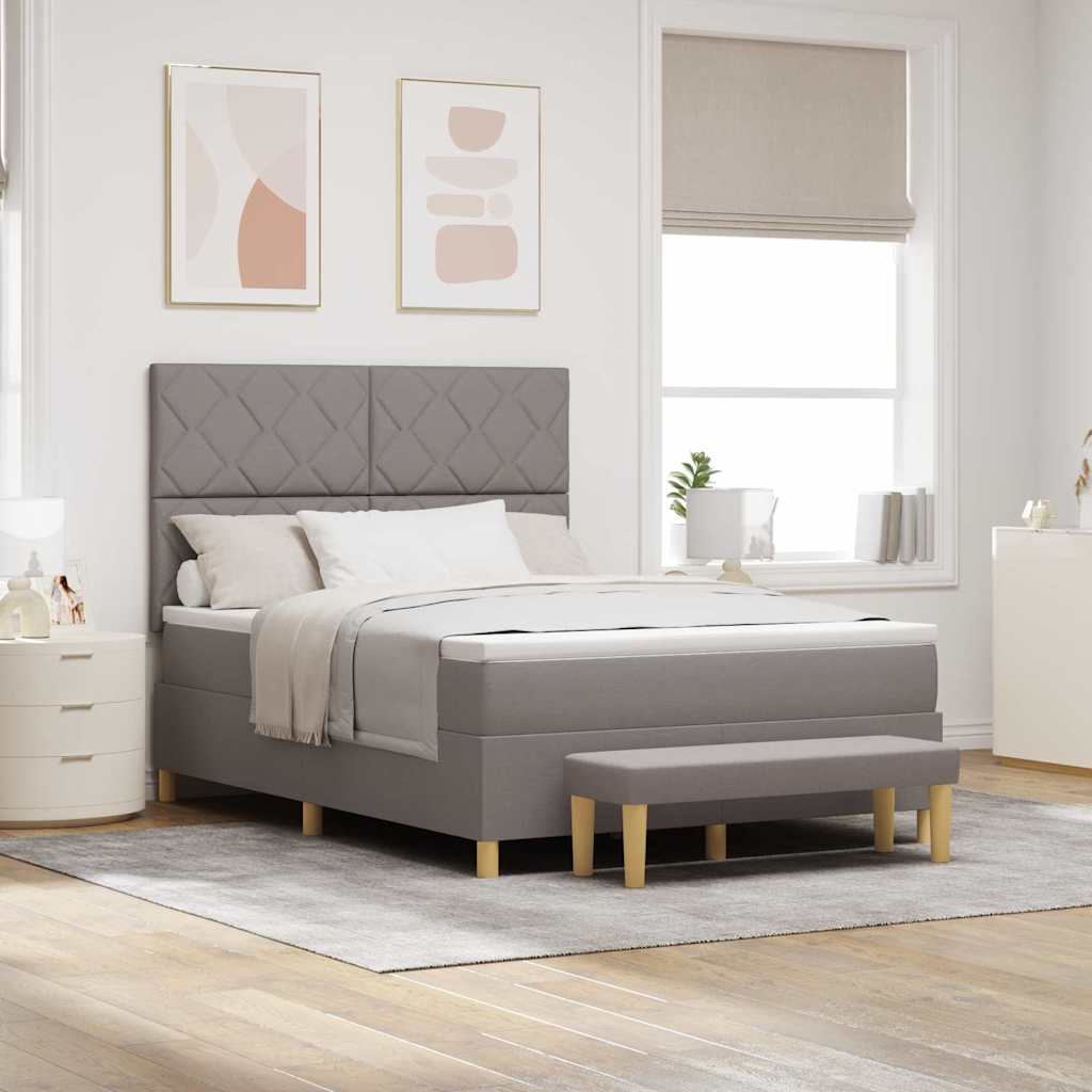 Box spring seng med pude Gråbrun 140 x 190 cm Stof