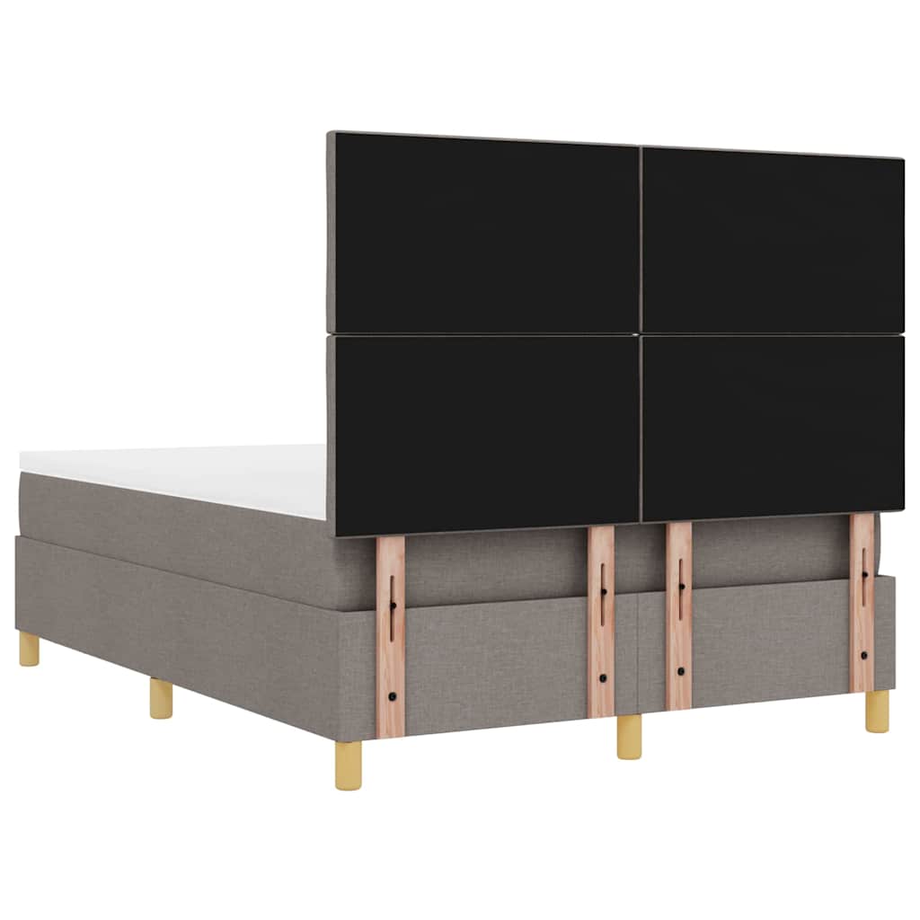 Box spring seng med pude Gråbrun 140 x 190 cm Stof