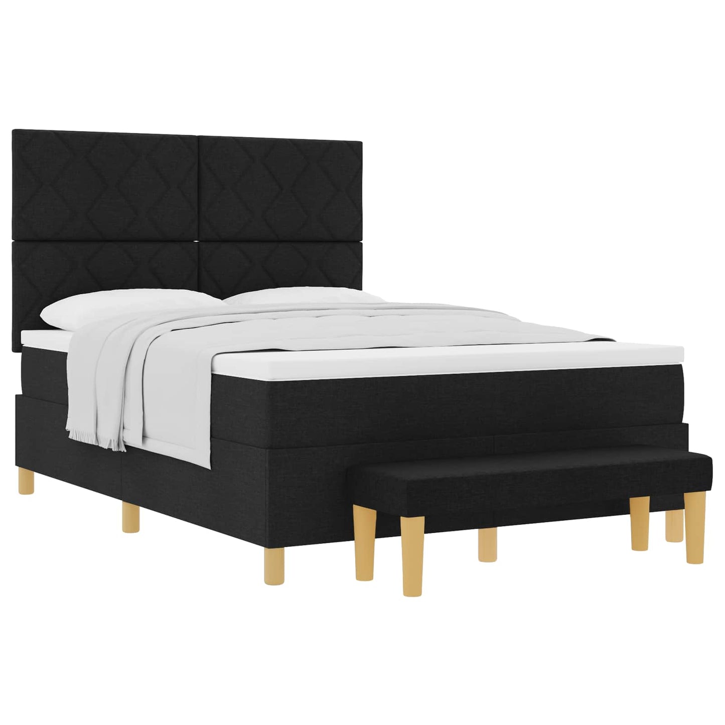 Box spring seng med pude med hovedgærde Sort 200 x 140 cm Stof
