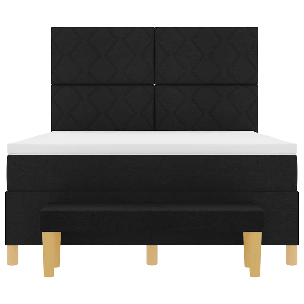 Box spring seng med pude med hovedgærde Sort 200 x 140 cm Stof