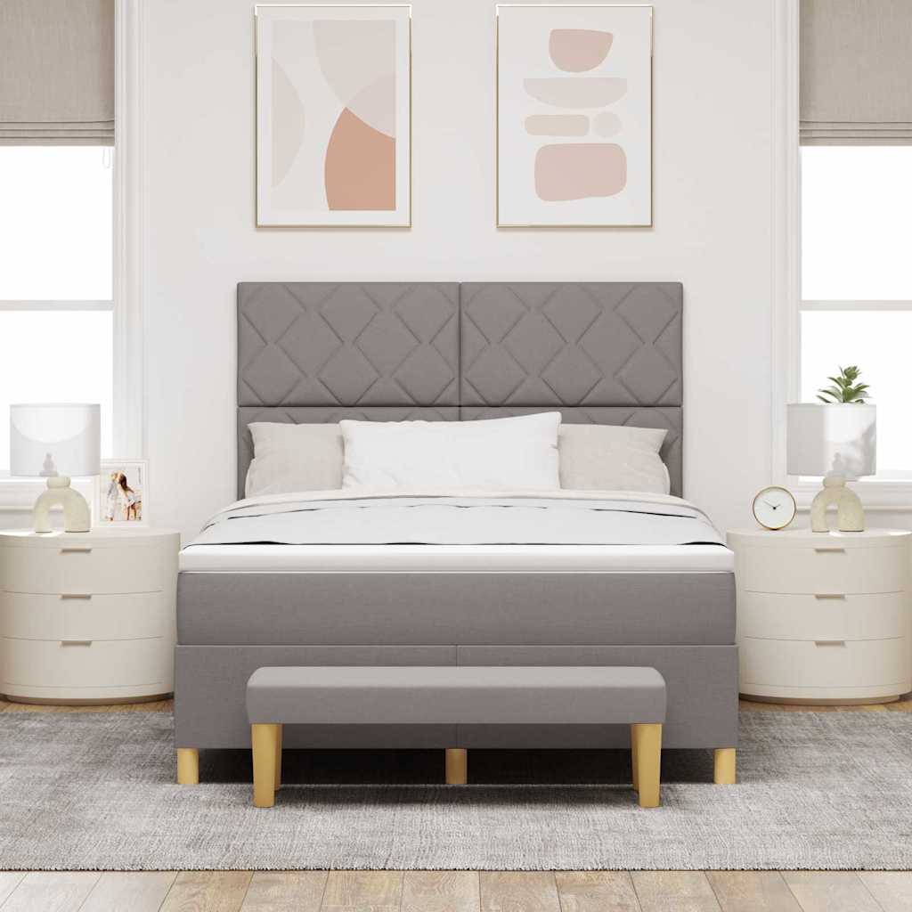 Box spring seng med pude Gråbrun 200 x 140 cm Stof