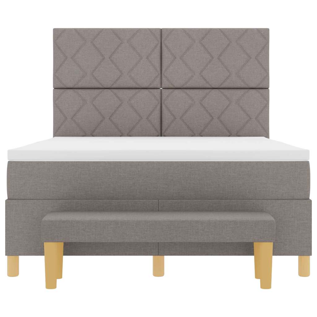 Box spring seng med pude Gråbrun 200 x 140 cm Stof