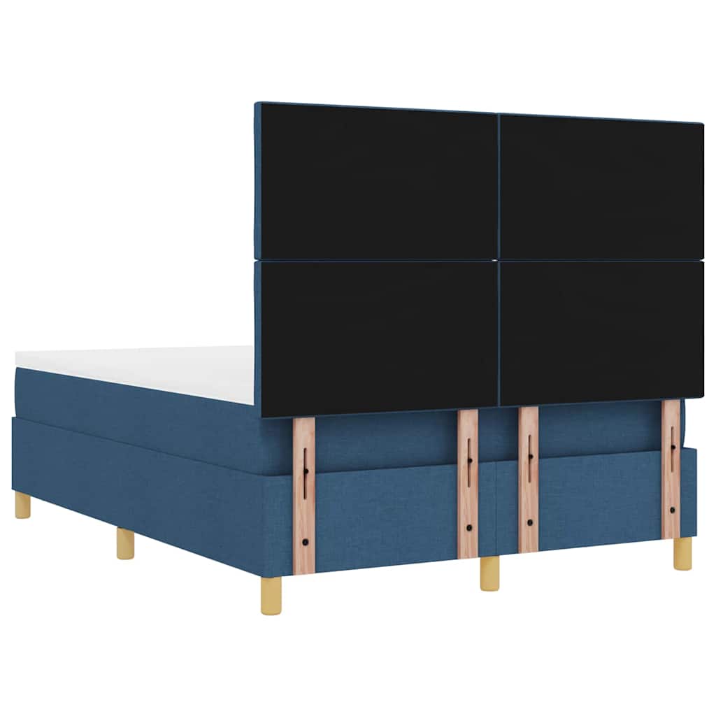 Box spring seng med pude med hovedgærde Blå 200 x 140 cm Stof