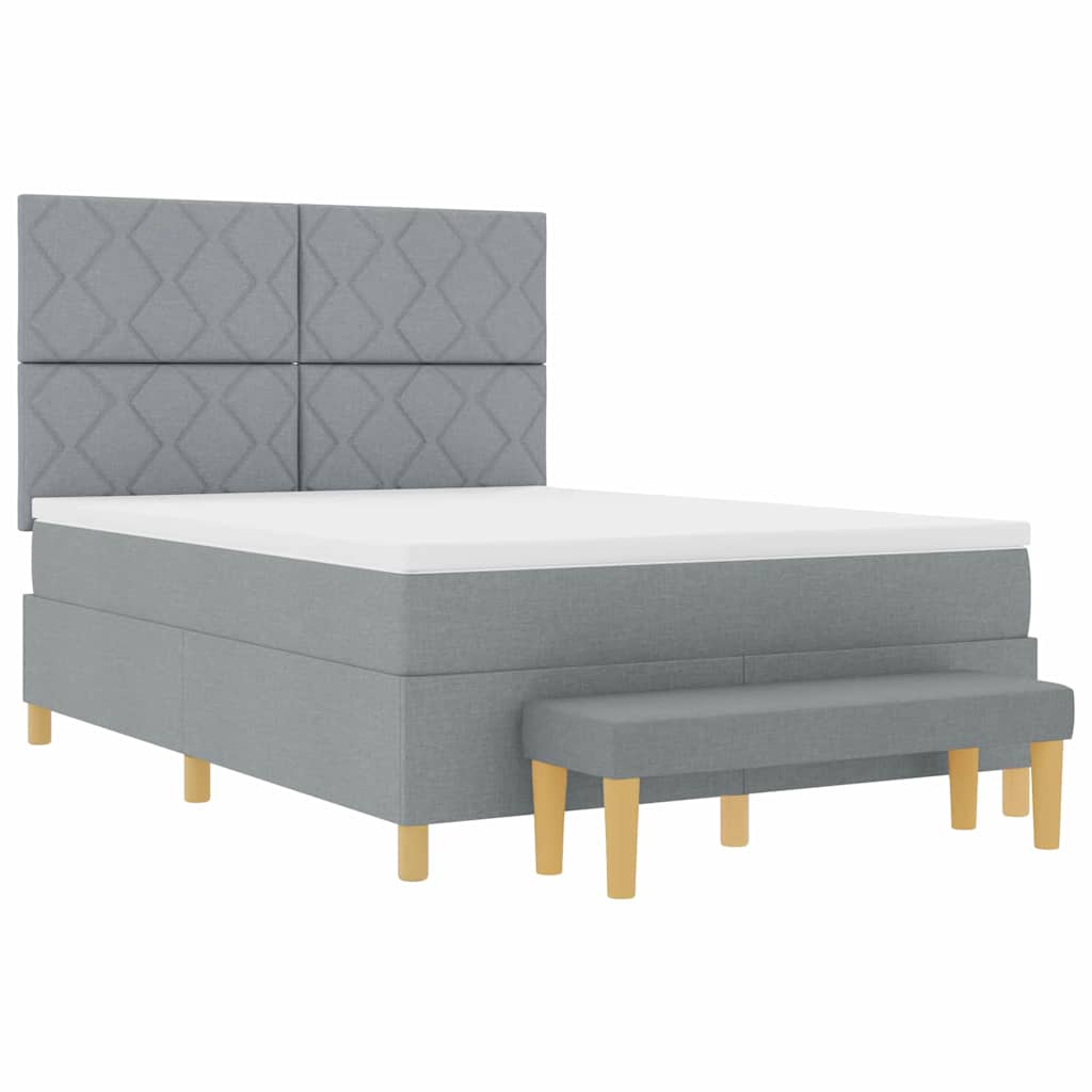 Box spring seng med pude Lysegrå 200 x 160 cm Stof